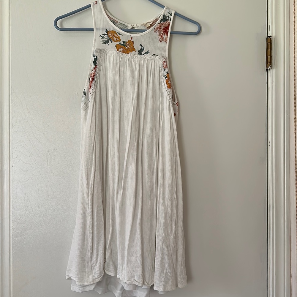 Hem & Thread Small White Linen Floral Dress